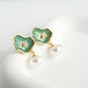 Retro Lotus Leaf Studs